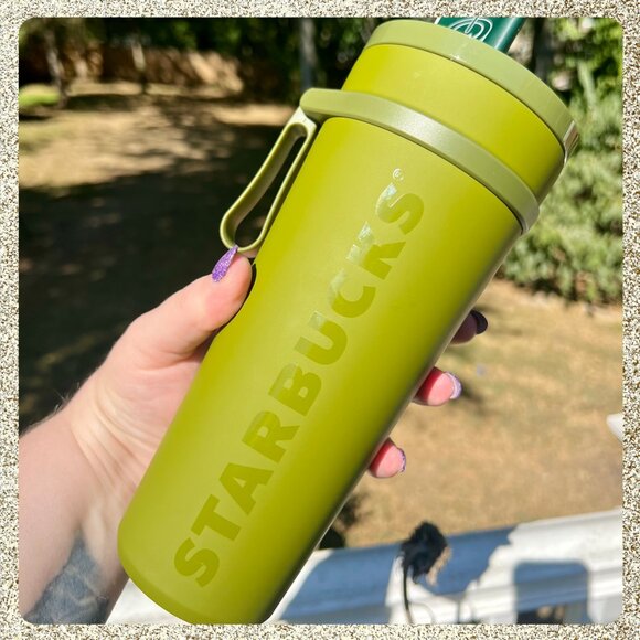 🍁 NWT 2025 Starbucks Fall Olive/Army Green Vacuum SS Cold Cup w/ Twist Straw - Picture 3 of 10